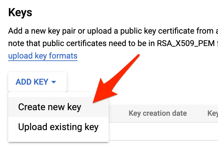 Google JSON Key